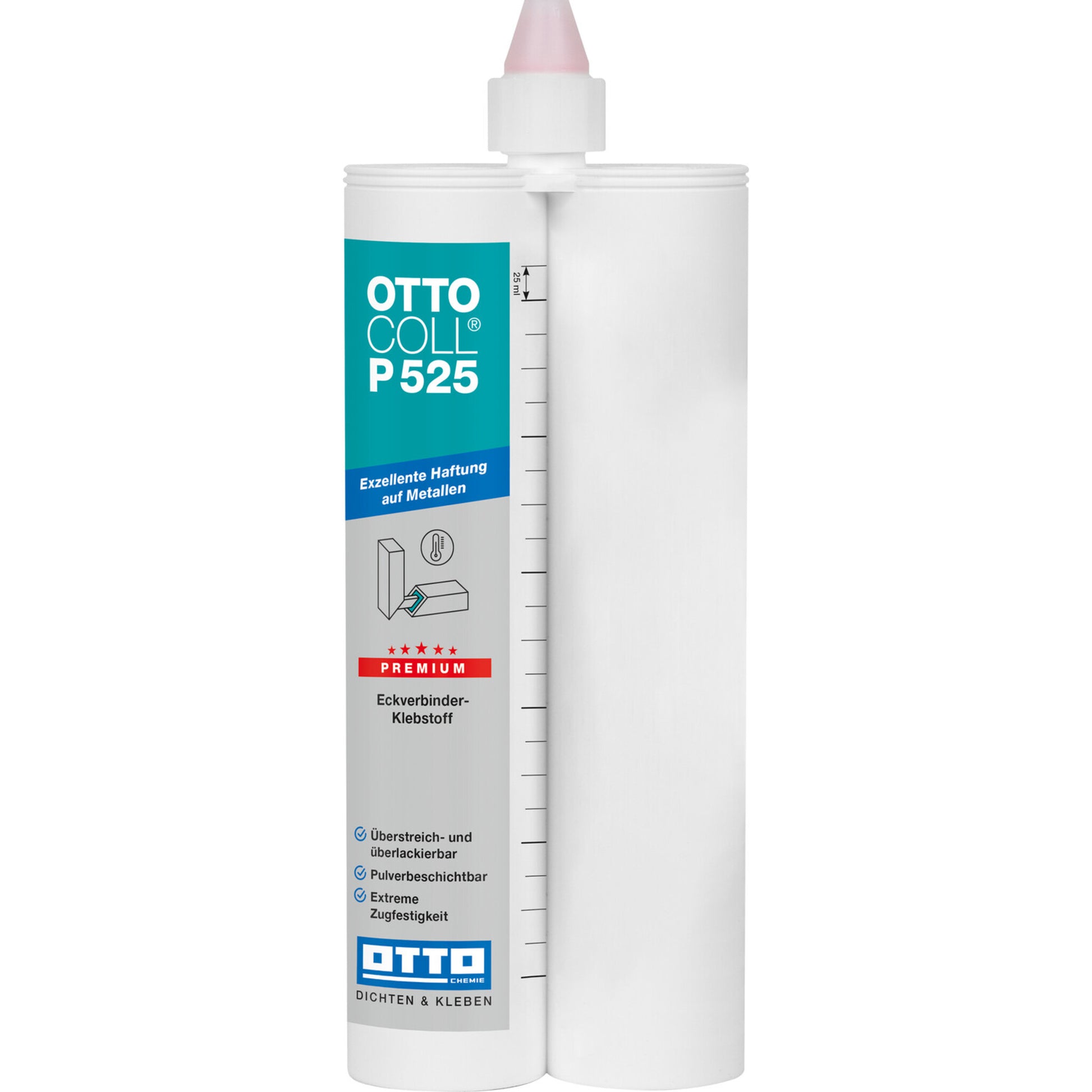 Universeller OTTOCOLL® P 525 Hybridklebstoff für starke, elastische Verklebungen im Bau- und Handwerksbereich.